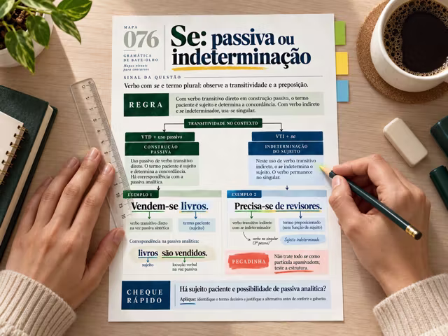 Mapa gramatical impresso em revisão com régua e marcações